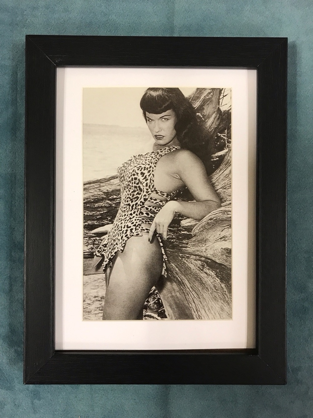 Bettie Page Pin Up Girl Matted/Framed Postcard/Print 6”x8" Photo by Bunny Yeager